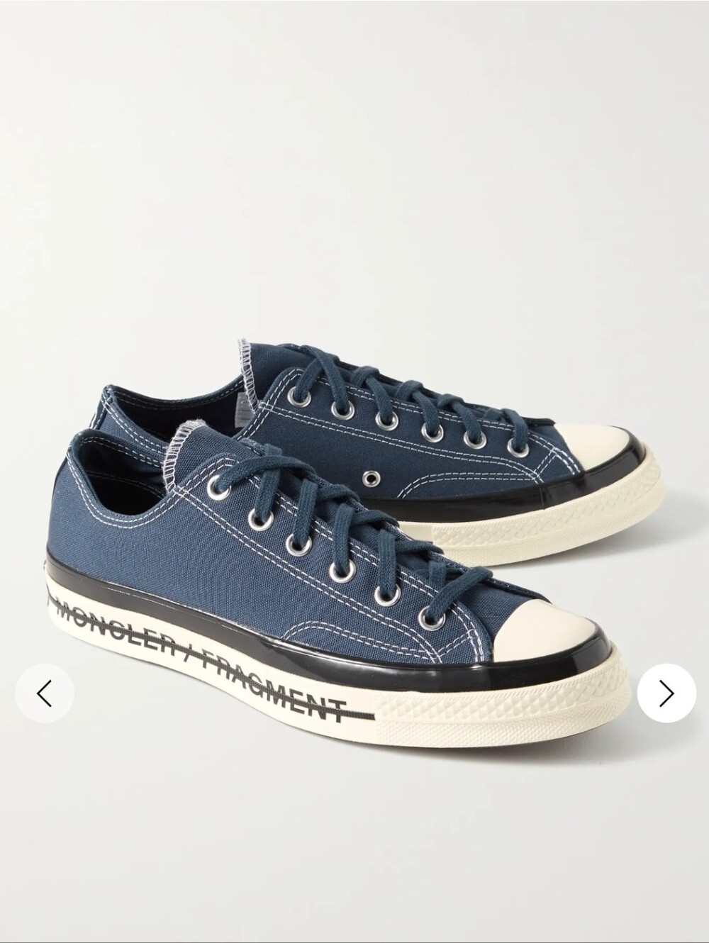 Moncler Blue Low-Top Canvas Sneaker with Logo Band